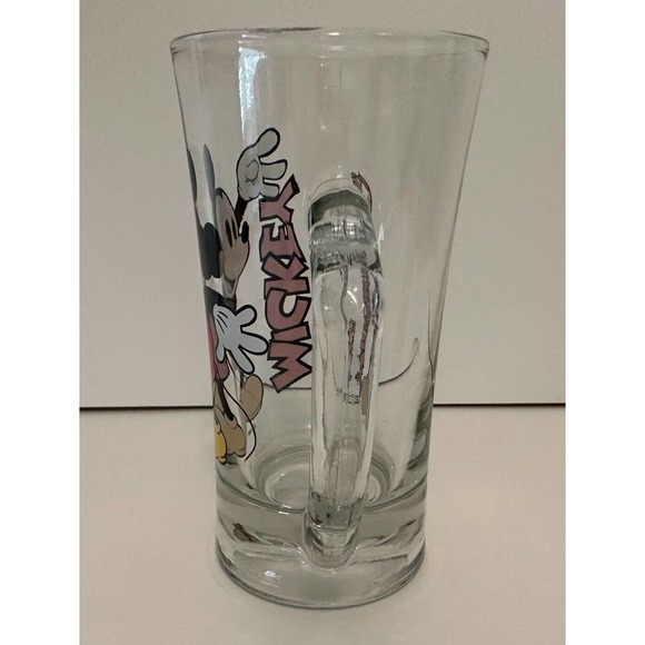 DISNEY Mickey Mouse VINTAGE Glass Mug Stein w/ Handle Excellent Graphics - Picture 2 of 12
